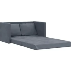 vidaXL Slaapbank 2-zits inklapbaar met kussens - Donkergrijs fluweel - 122 cm