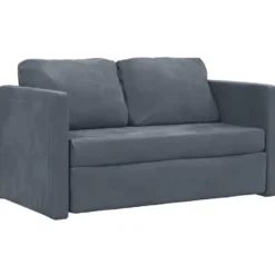 vidaXL Slaapbank 2-zits inklapbaar met kussens - Donkergrijs fluweel - 122 cm