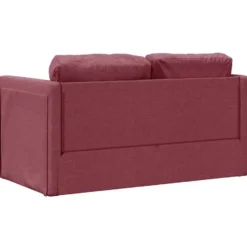 vidaXL Slaapbank 2-zits inklapbaar met kussens - Wijnrood stof - 112 cm