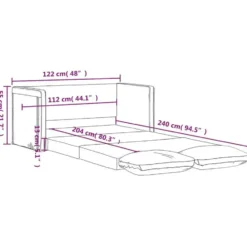 vidaXL Slaapbank 2-zits inklapbaar met kussens - Donkergrijs fluweel - 122 cm