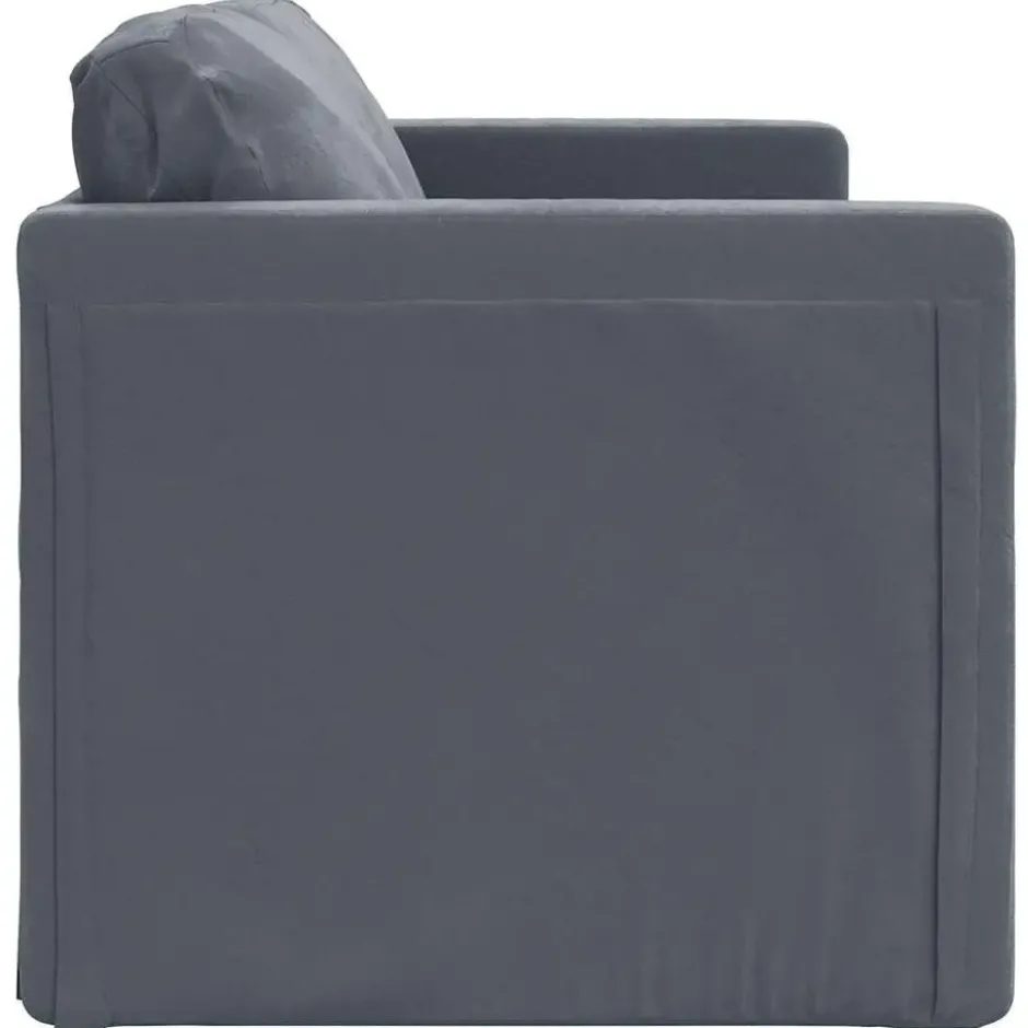 vidaXL Slaapbank 2-zits inklapbaar met kussens - Donkergrijs fluweel - 122 cm