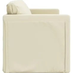vidaXL Slaapbank 2-zits inklapbaar met kussens - Crème kunstleer - 112 cm