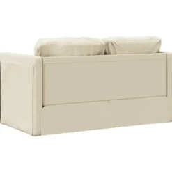 vidaXL Slaapbank 2-zits inklapbaar met kussens - Crème kunstleer - 112 cm