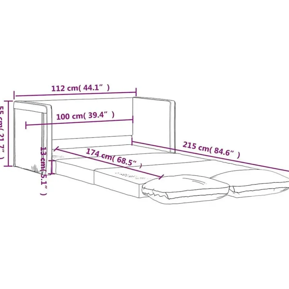 vidaXL Slaapbank 2-zits inklapbaar met kussens - Cappuccino kunstleer - 112 cm