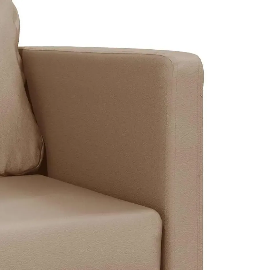 vidaXL Slaapbank 2-zits inklapbaar met kussens - Cappuccino kunstleer - 112 cm