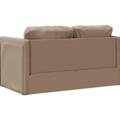 vidaXL Slaapbank 2-zits inklapbaar met kussens - Cappuccino kunstleer - 112 cm