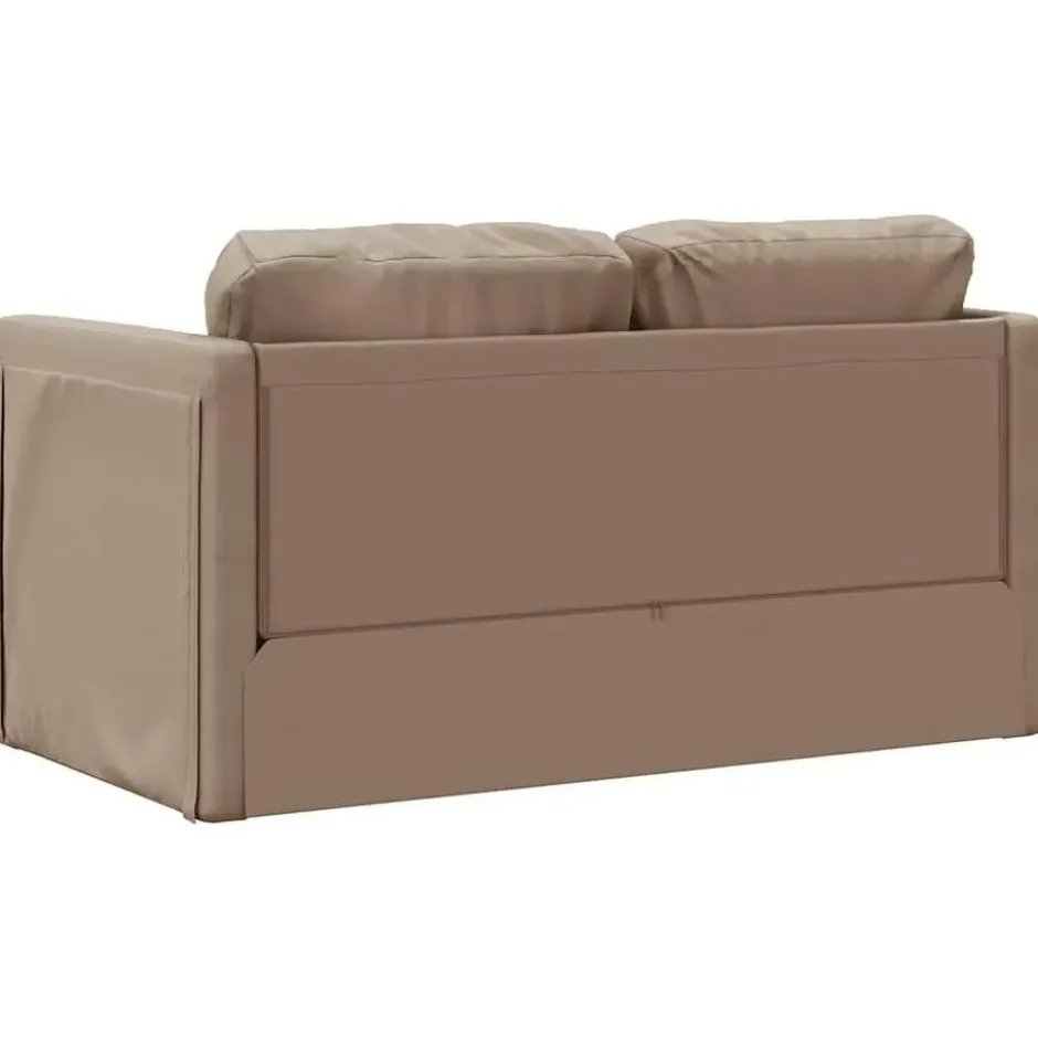 vidaXL Slaapbank 2-zits inklapbaar met kussens - Cappuccino kunstleer - 112 cm