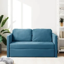 vidaXL Slaapbank 2-zits inklapbaar met kussens - Bluaw fluweel - 122 cm