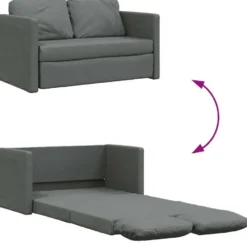 vidaXL Slaapbank 2-zits inklapbaar met kussens - Donkergrijs stof - 112 cm