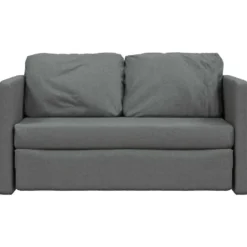 vidaXL Slaapbank 2-zits inklapbaar met kussens - Donkergrijs stof - 112 cm