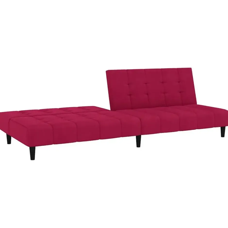 vidaXL Slaapbank 2-zits Klik-klak mechanisme - Wijnrood fluweel - 200 cm