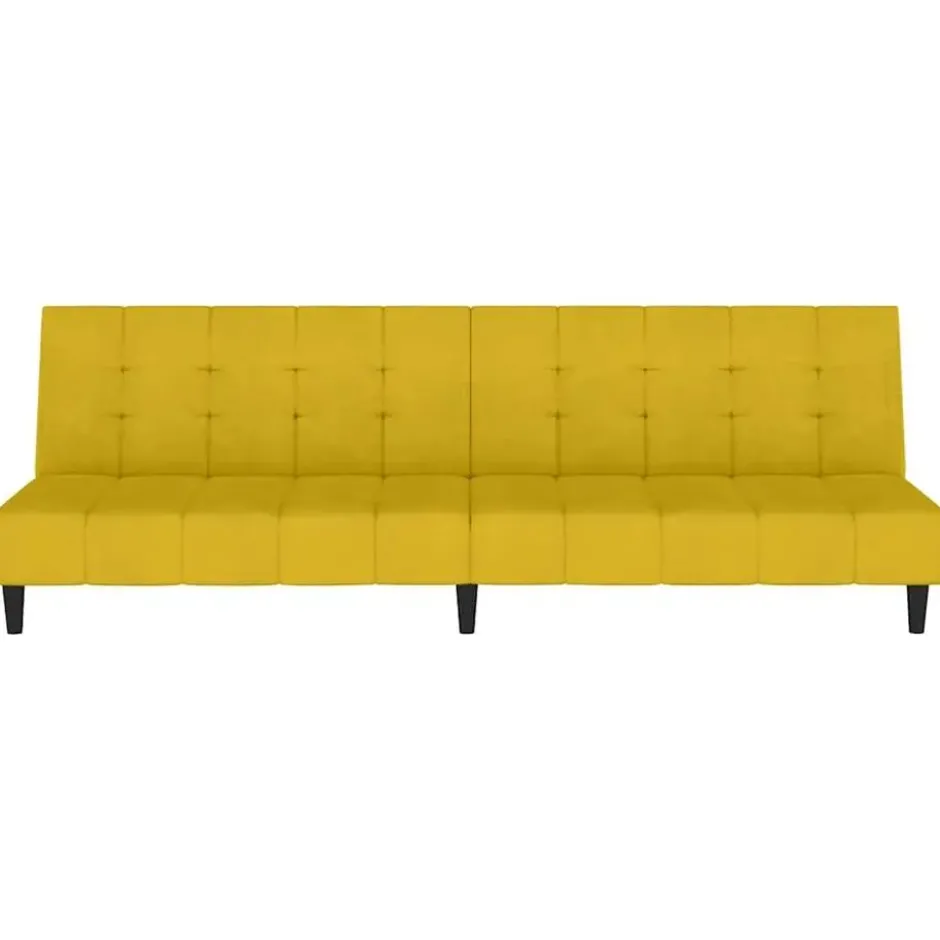 vidaXL Slaapbank 2-zits Klik-klak mechanisme - Geel fluweel - 200 cm