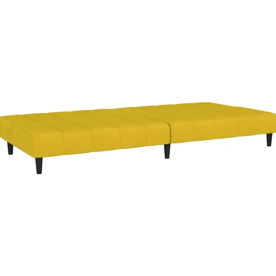vidaXL Slaapbank 2-zits Klik-klak mechanisme - Geel fluweel - 200 cm