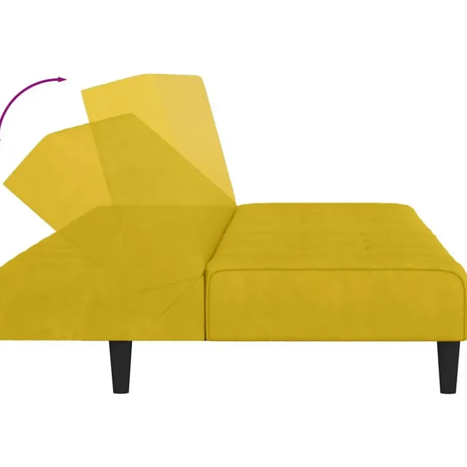 vidaXL Slaapbank 2-zits Klik-klak mechanisme - Geel fluweel - 200 cm