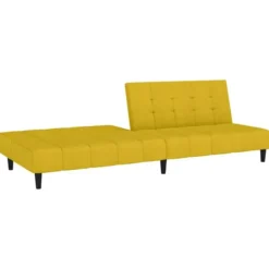 vidaXL Slaapbank 2-zits Klik-klak mechanisme - Geel fluweel - 200 cm