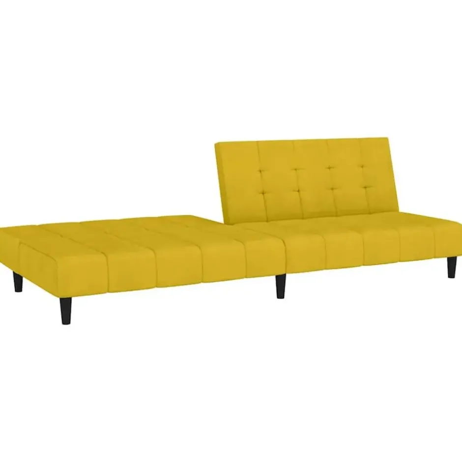 vidaXL Slaapbank 2-zits Klik-klak mechanisme - Geel fluweel - 200 cm