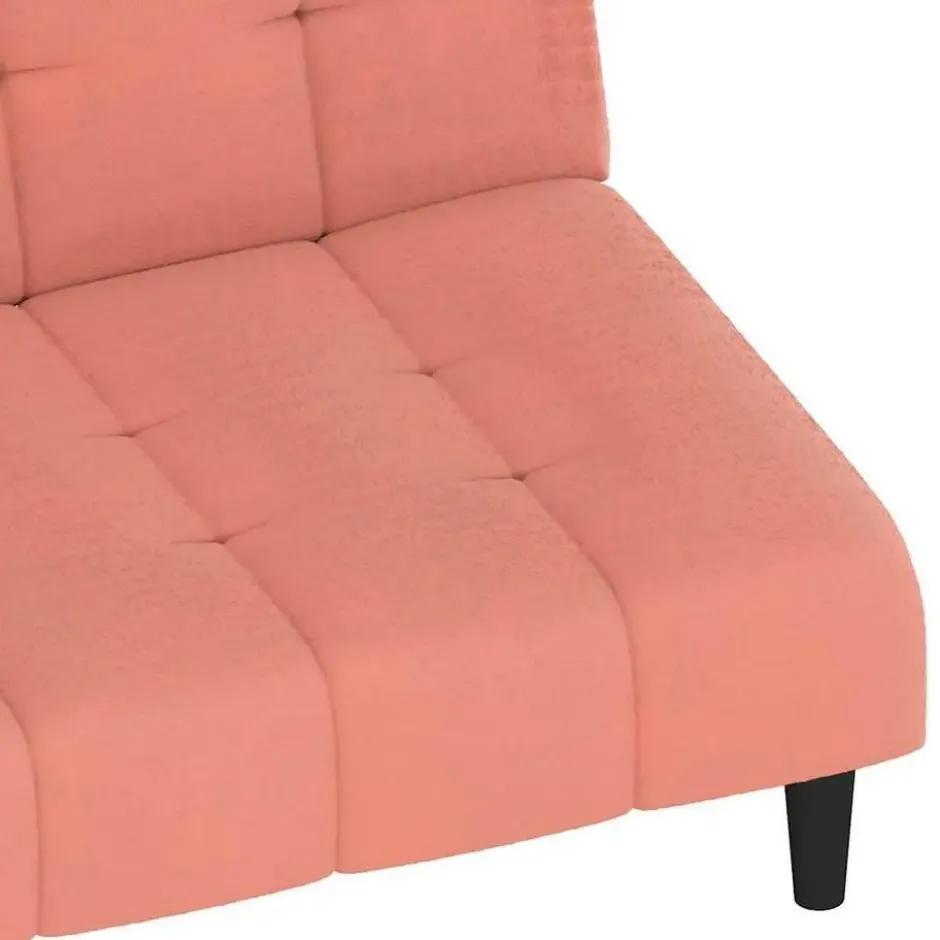 vidaXL Slaapbank 2-zits Klik-klak mechanisme - Roze fluweel - 200 cm