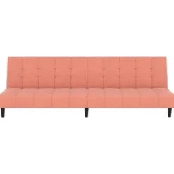 vidaXL Slaapbank 2-zits Klik-klak mechanisme - Roze fluweel - 200 cm