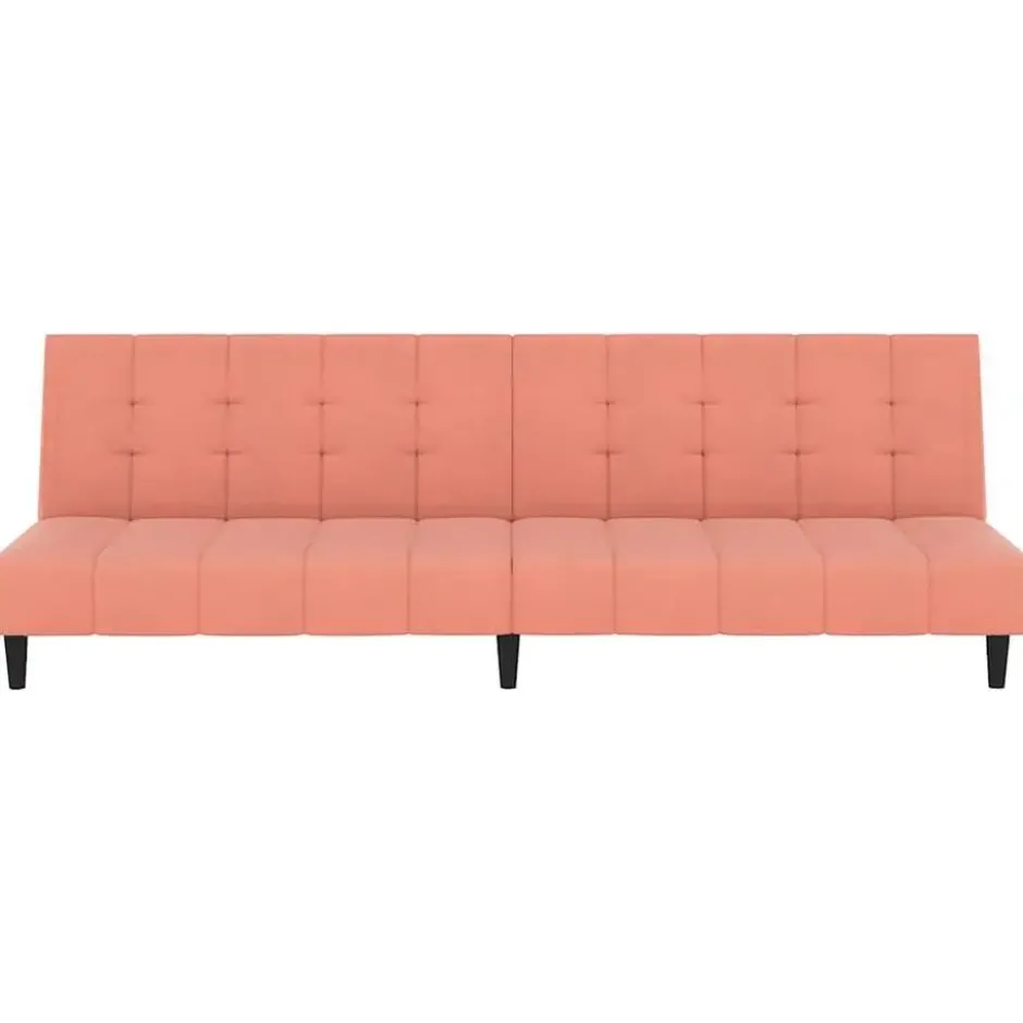 vidaXL Slaapbank 2-zits Klik-klak mechanisme - Roze fluweel - 200 cm