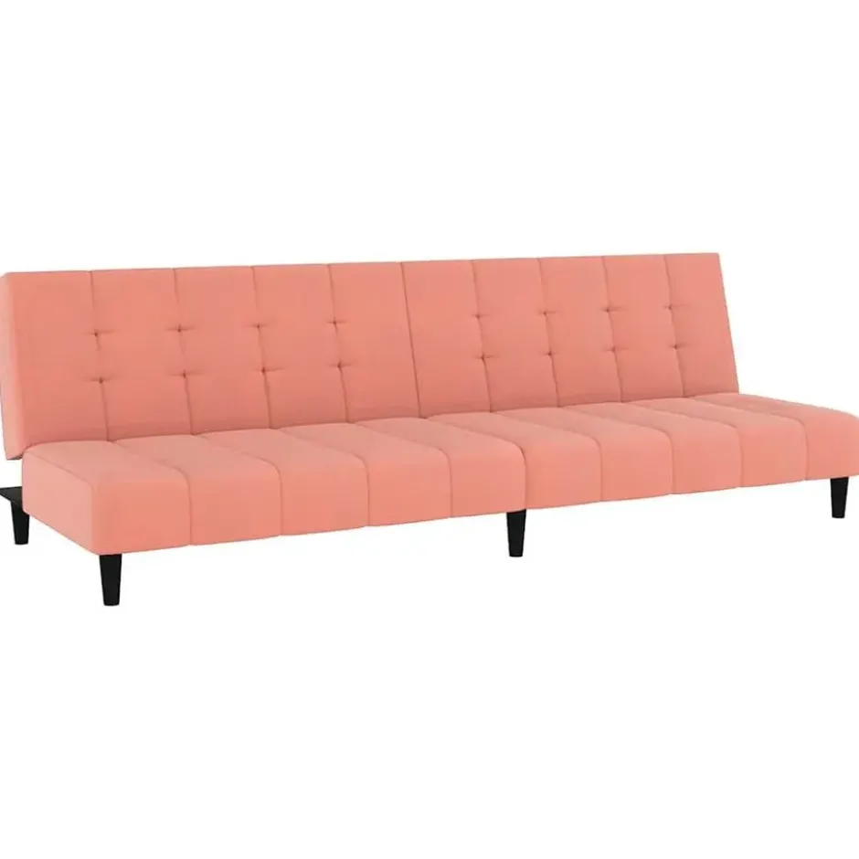 vidaXL Slaapbank 2-zits Klik-klak mechanisme - Roze fluweel - 200 cm