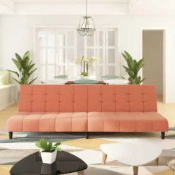 vidaXL Slaapbank 2-zits Klik-klak mechanisme - Roze fluweel - 200 cm