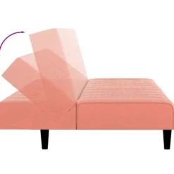 vidaXL Slaapbank 2-zits Klik-klak mechanisme - Roze fluweel - 200 cm