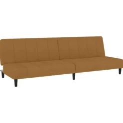 vidaXL Slaapbank 2-zits Klik-klak mechanisme - Bruin fluweel - 200 cm