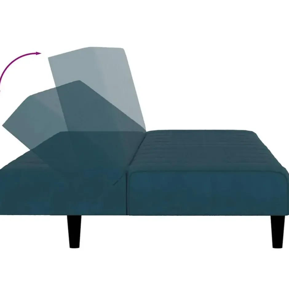 vidaXL Slaapbank 2-zits Klik-klak mechanisme - Blauw fluweel - 200 cm