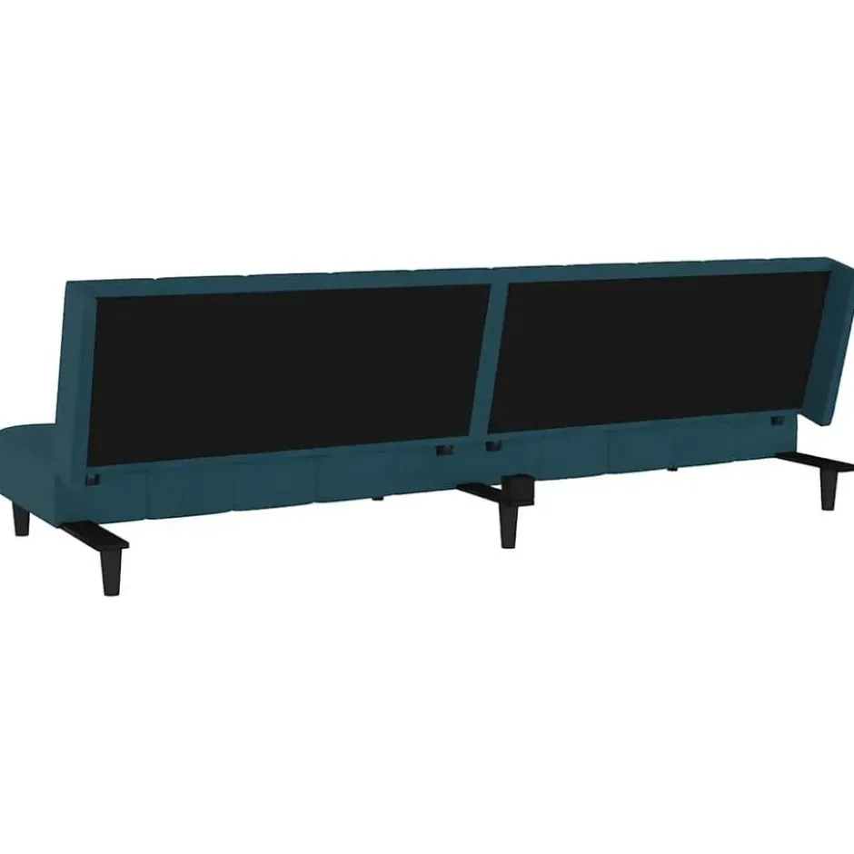 vidaXL Slaapbank 2-zits Klik-klak mechanisme - Blauw fluweel - 200 cm