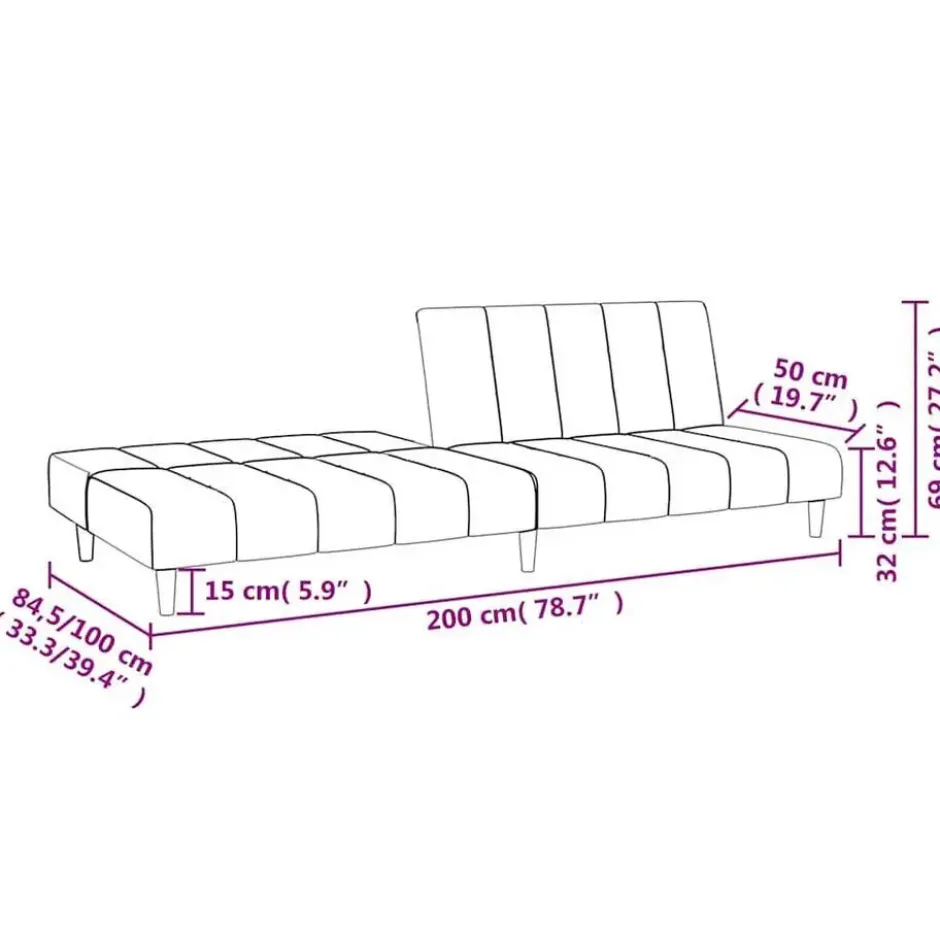 vidaXL Slaapbank 2-zits Klik-klak mechanisme - Blauw fluweel - 200 cm