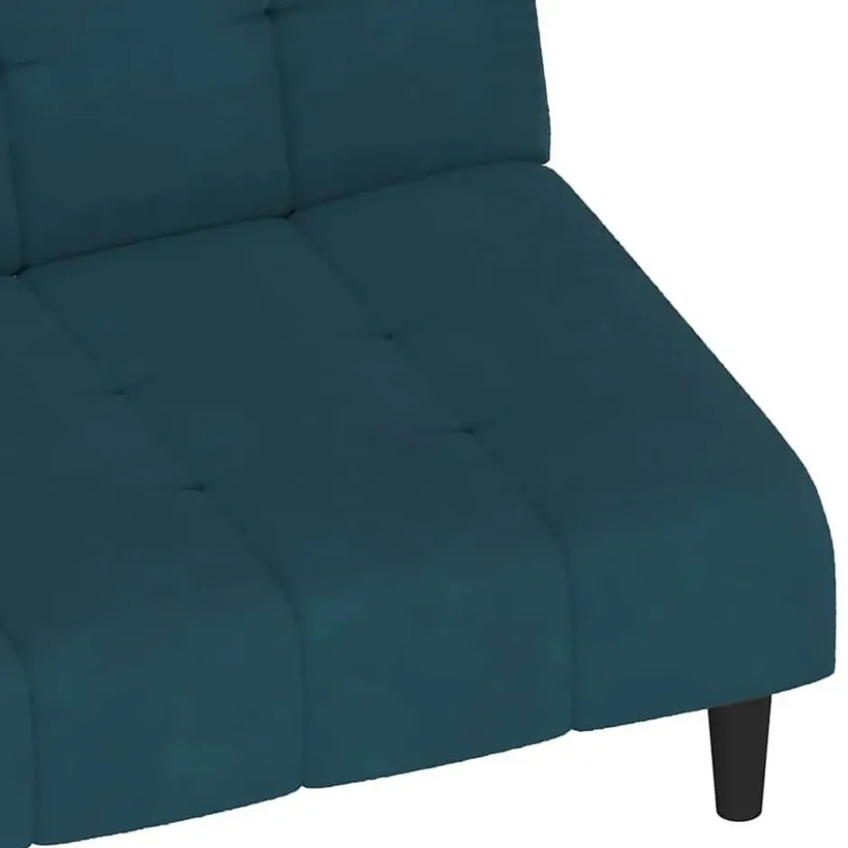 vidaXL Slaapbank 2-zits Klik-klak mechanisme - Blauw fluweel - 200 cm