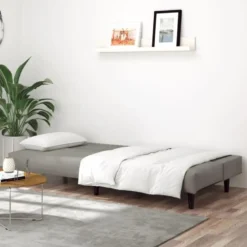 vidaXL Slaapbank 2-zits met verstelbare helling - Lichtgrijs fluweel - 200 cm