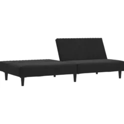 vidaXL Slaapbank 2-zits met verstelbare helling - Zwart fluweel - 200 cm