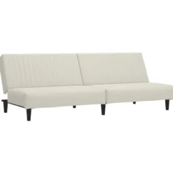 vidaXL Slaapbank 2-zits met verstelbare helling - Crème fluweel - 200 cm