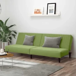 vidaXL Slaapbank 2-zits met verstelbare helling - Lichtgroen fluweel - 200 cm