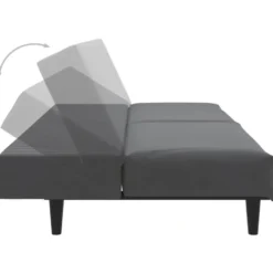 vidaXL Slaapbank 2-zits met verstelbare helling - Donkergrijs fluweel - 200 cm