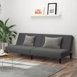 vidaXL Slaapbank 2-zits met verstelbare helling - Donkergrijs fluweel - 200 cm