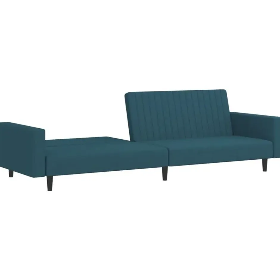 vidaXL Slaapbank 2-zits met verstelbare helling - Blauw fluweel - 220 cm