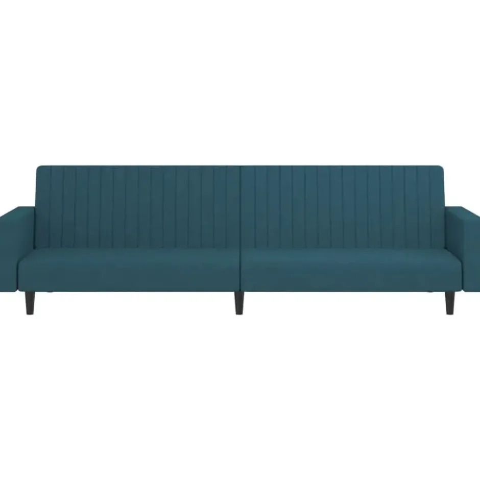 vidaXL Slaapbank 2-zits met verstelbare helling - Blauw fluweel - 220 cm