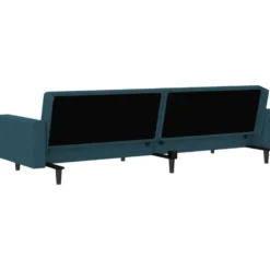 vidaXL Slaapbank 2-zits met verstelbare helling - Blauw fluweel - 220 cm