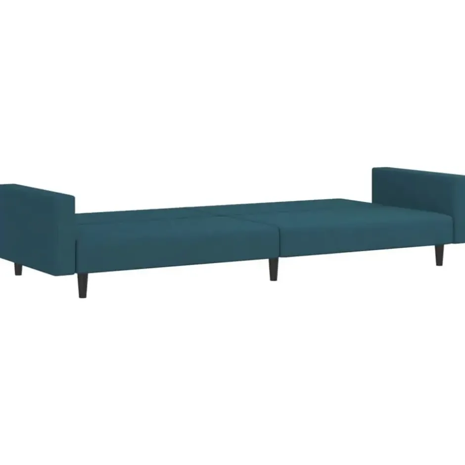 vidaXL Slaapbank 2-zits met verstelbare helling - Blauw fluweel - 220 cm