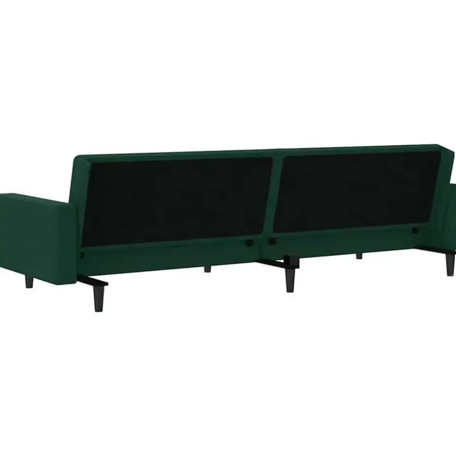vidaXL Slaapbank 2-zits met verstelbare helling - Donkergroen fluweel - 220 cm