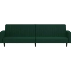 vidaXL Slaapbank 2-zits met verstelbare helling - Donkergroen fluweel - 220 cm