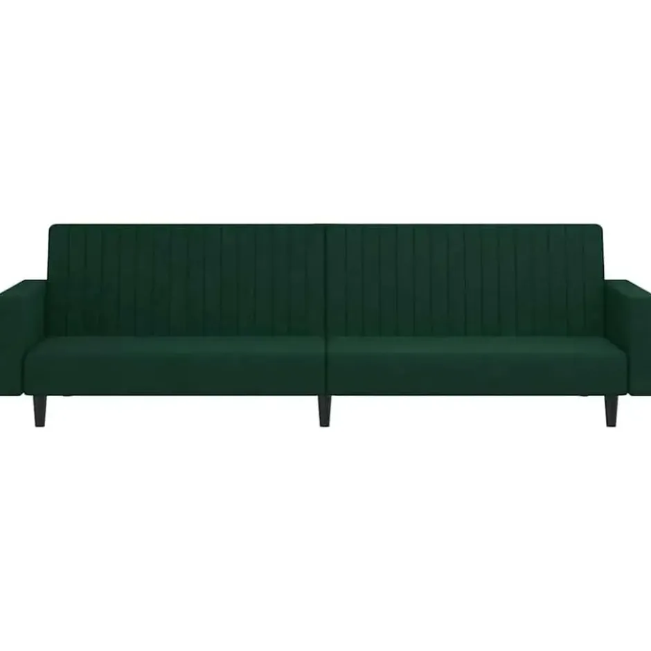 vidaXL Slaapbank 2-zits met verstelbare helling - Donkergroen fluweel - 220 cm