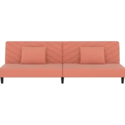 vidaXL - Slaapbank 2-zits - Roze - Fluweel - Met kussens