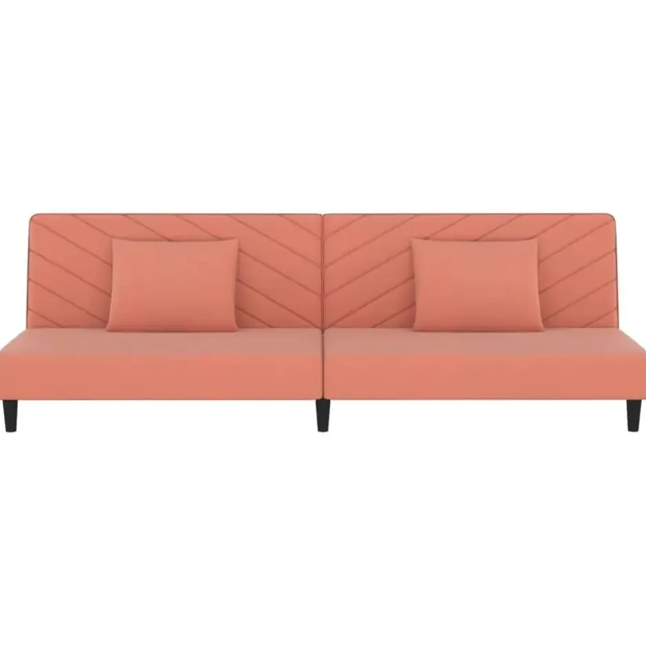 vidaXL - Slaapbank 2-zits - Roze - Fluweel - Met kussens