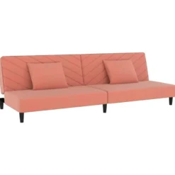 vidaXL - Slaapbank 2-zits - Roze - Fluweel - Met kussens