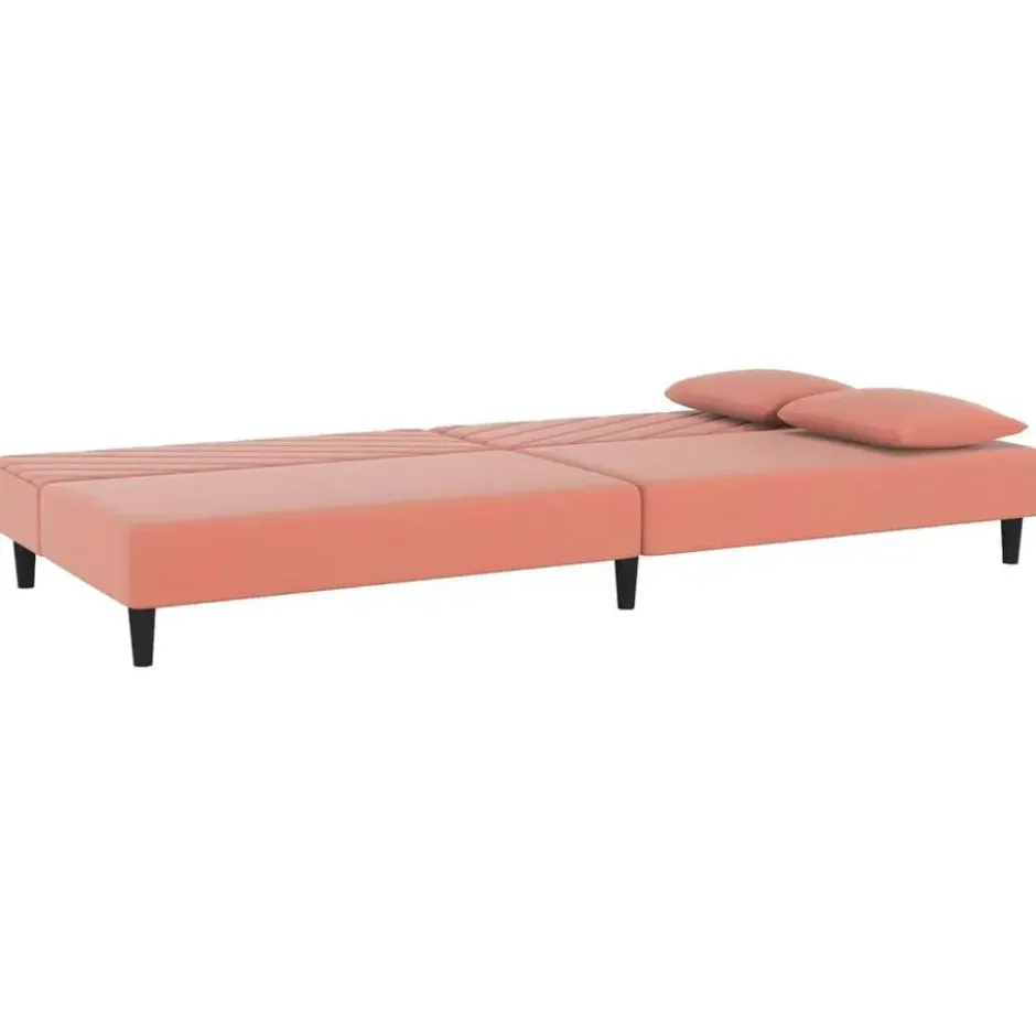 vidaXL - Slaapbank 2-zits - Roze - Fluweel - Met kussens