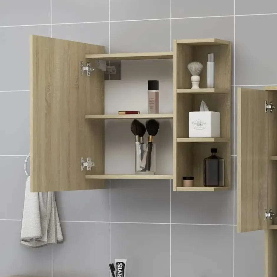 vidaXL - Spiegelkast - Bruin - Bewerkt hout