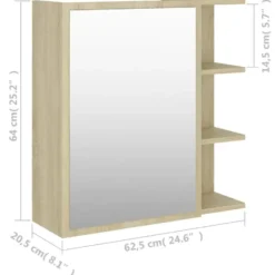 vidaXL - Spiegelkast - Bruin - Bewerkt hout